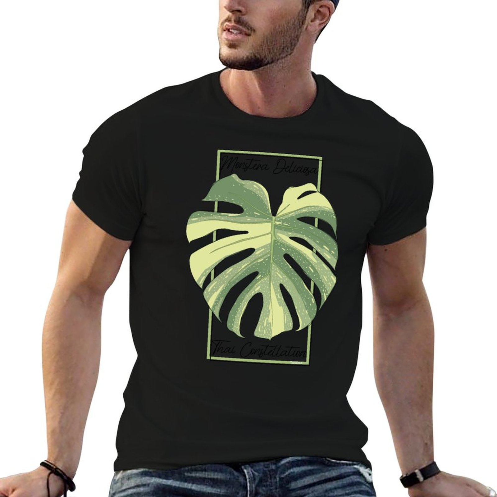 モンステラタイ星座ボタニカルスタンプ Tシャツ綿 tシャツ  - Monstera Thai Constellation のレビューと価格